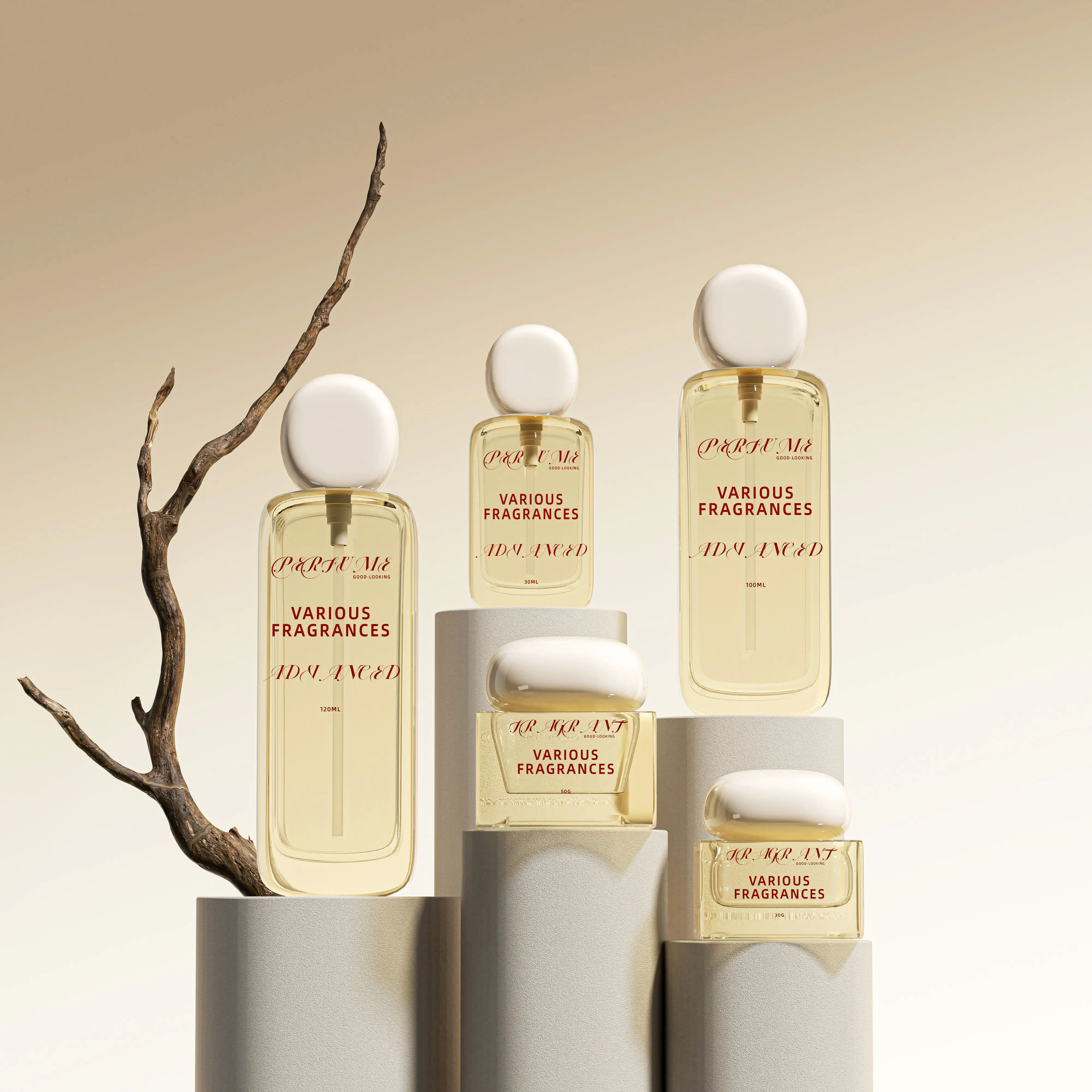 Luxury Square Glass Cosmetics Bottle Set