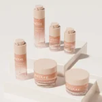 Pink Glass Cosmetic Bottles and Jars