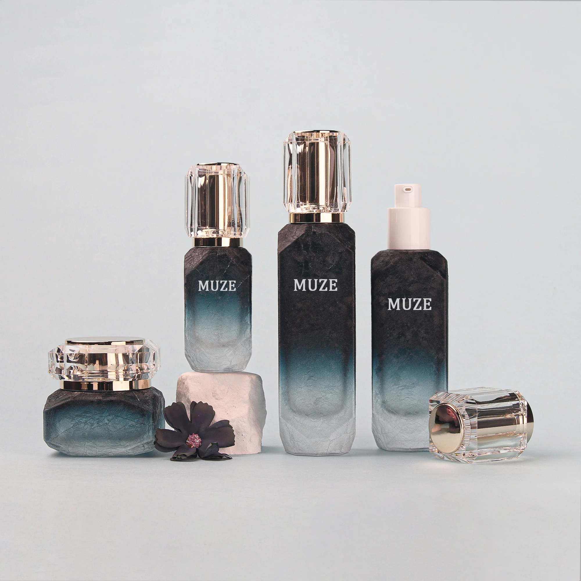 Frost Etching Glass Cosmetic Bottle Set