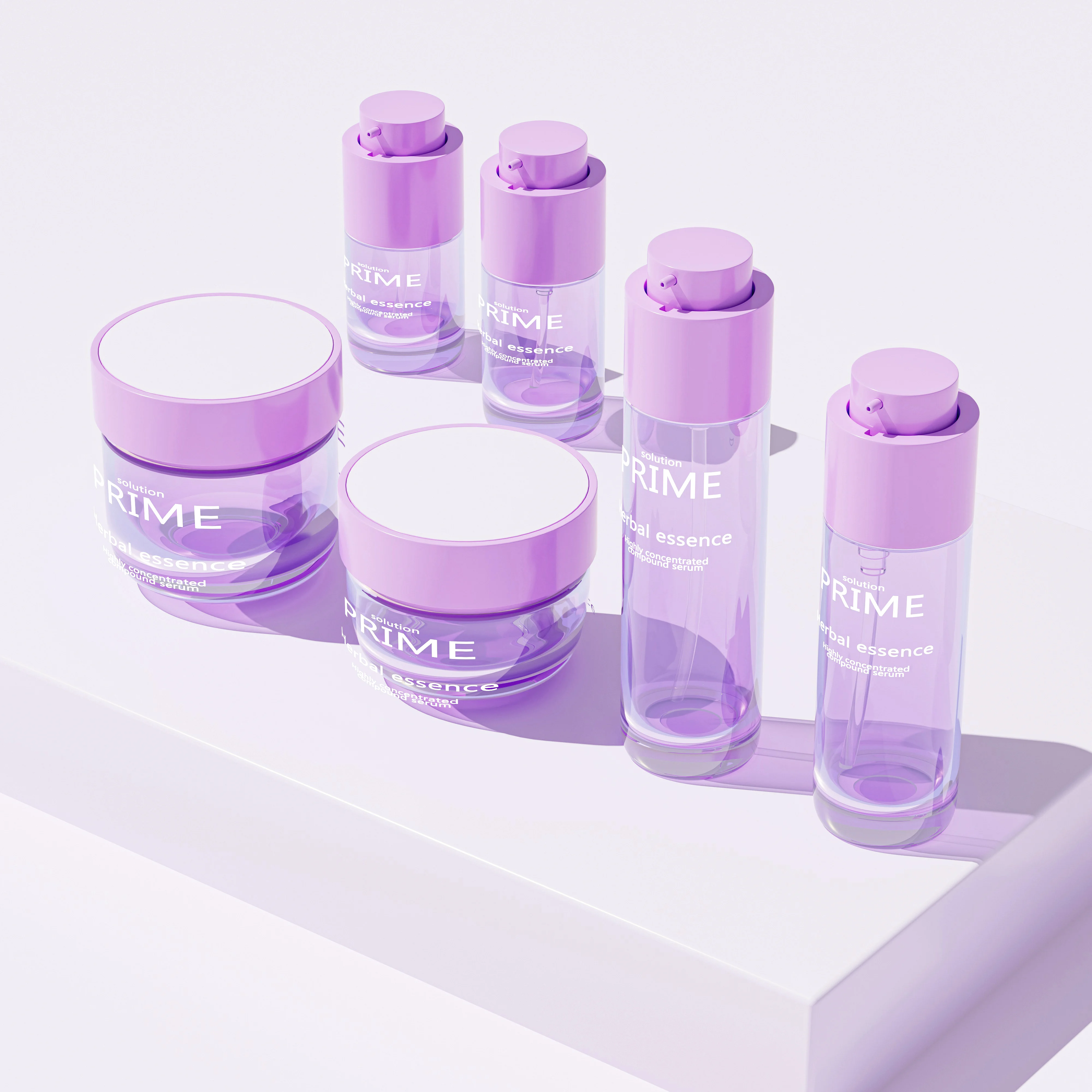 Purple Glass Cosmetic Bottles and Jars