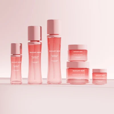 Pink Glass Skincare Bottle