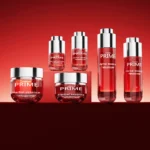 Red Glass Cosmetic Bottles and Jars