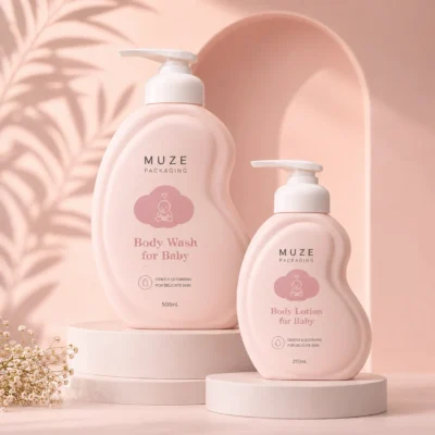 Pink Body Lotion Wash Bottles
