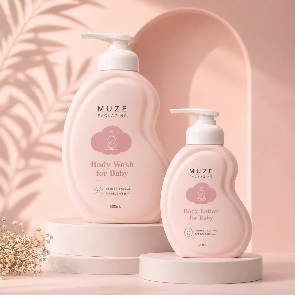 Pink Body Lotion Wash Bottles