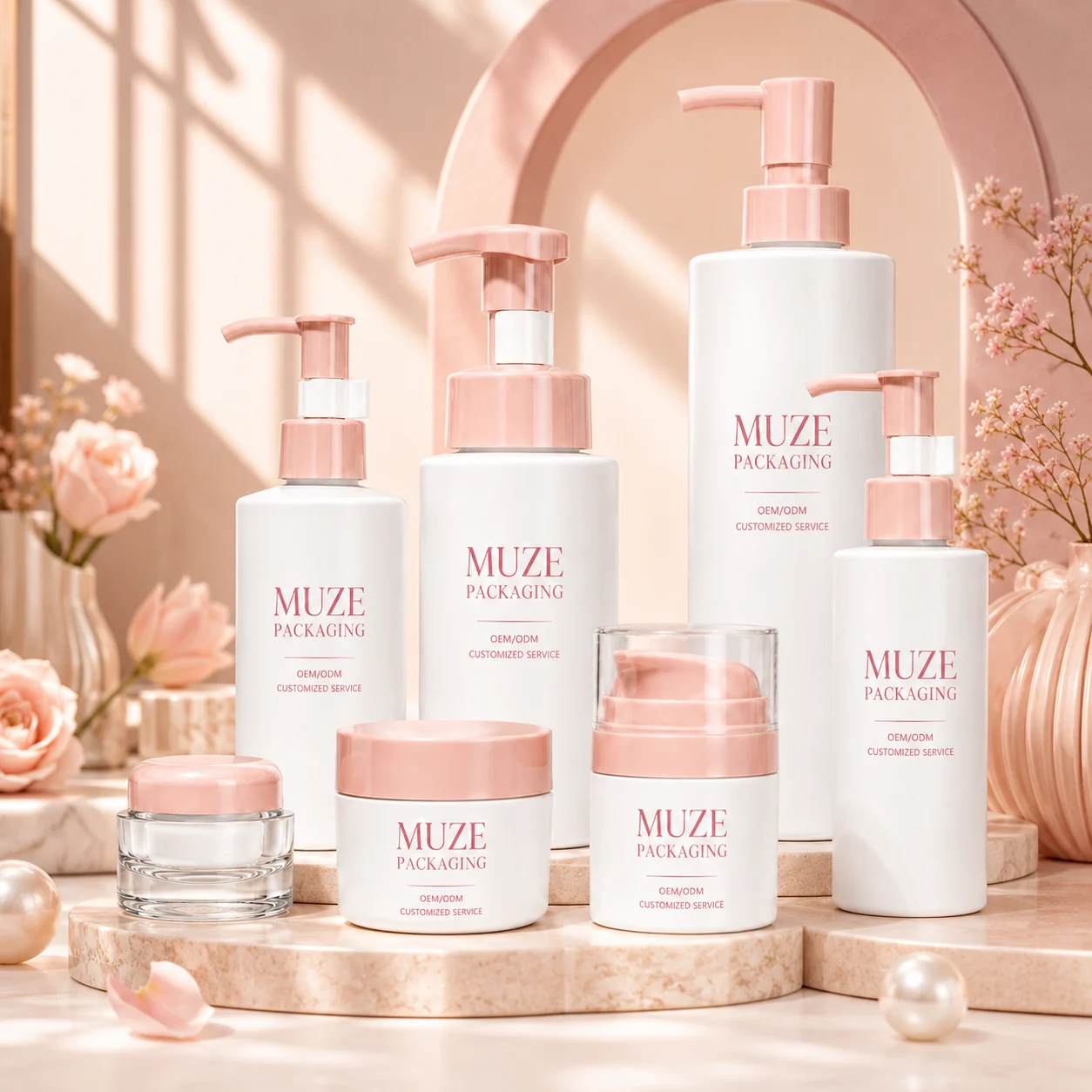 Pink Cosmetic Bottle Packaging