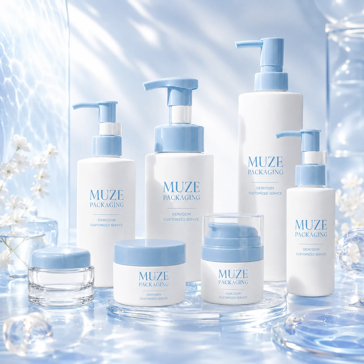 Blue Cosmetic Bottle Packaging