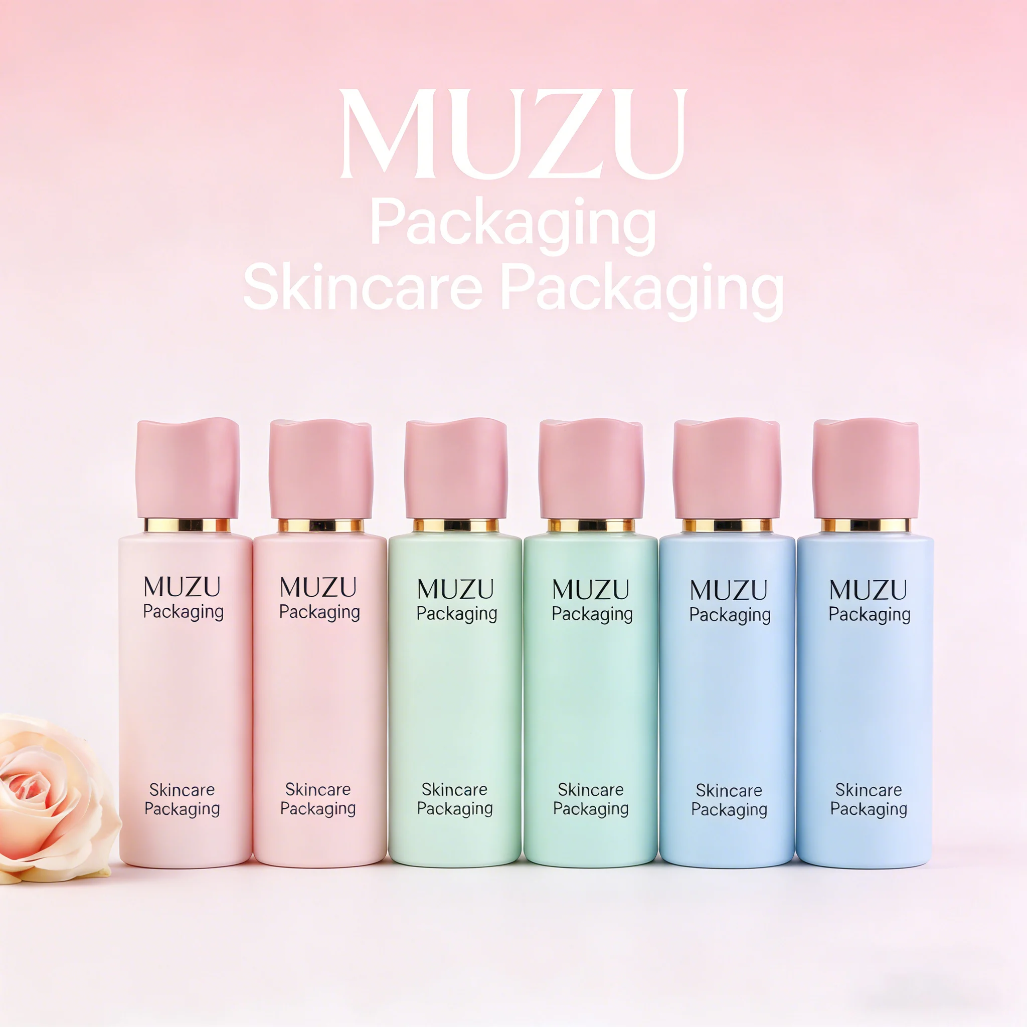 Glass Cosmetic Bottle Pink Color