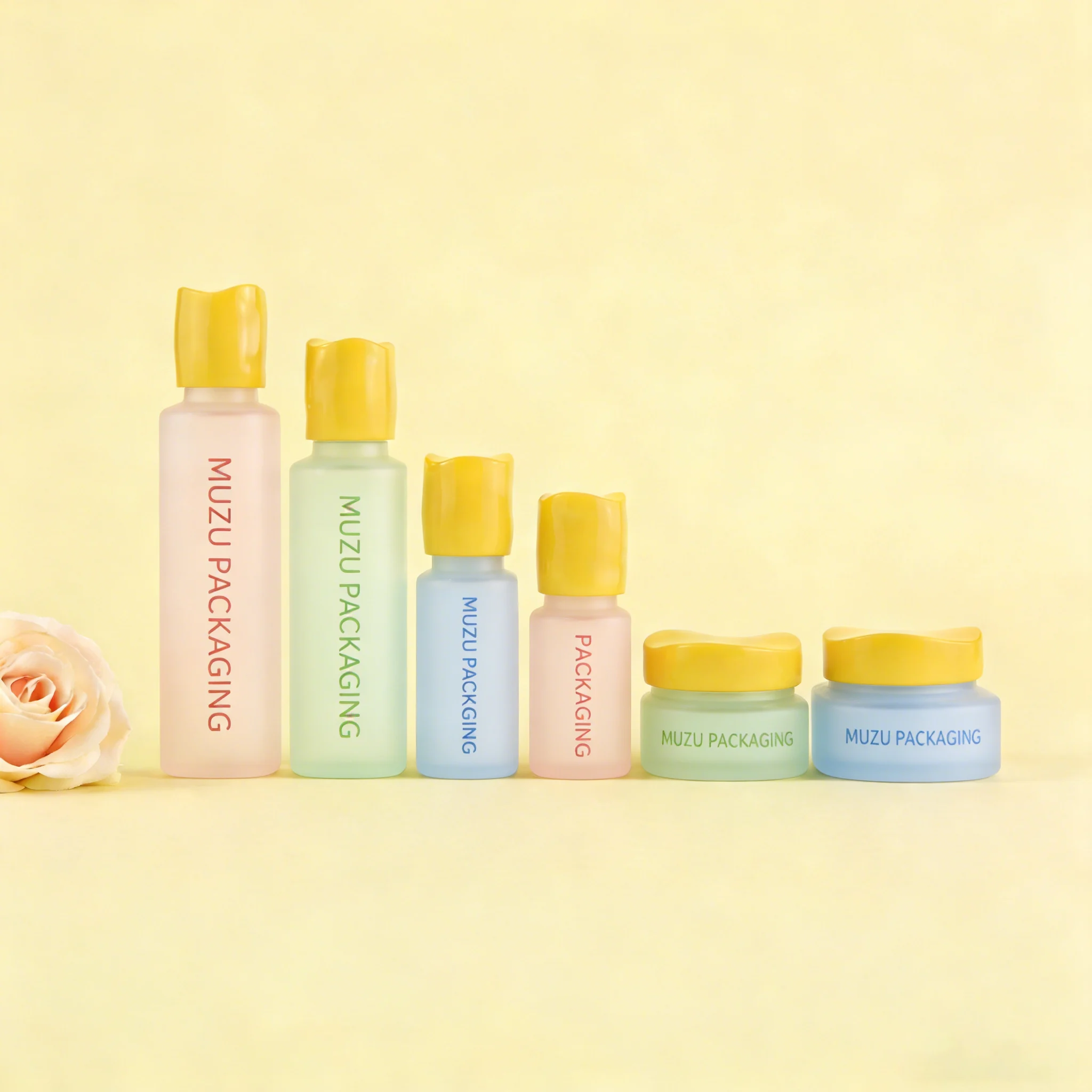 Yellow Cap Glass Cosmetic Bottle