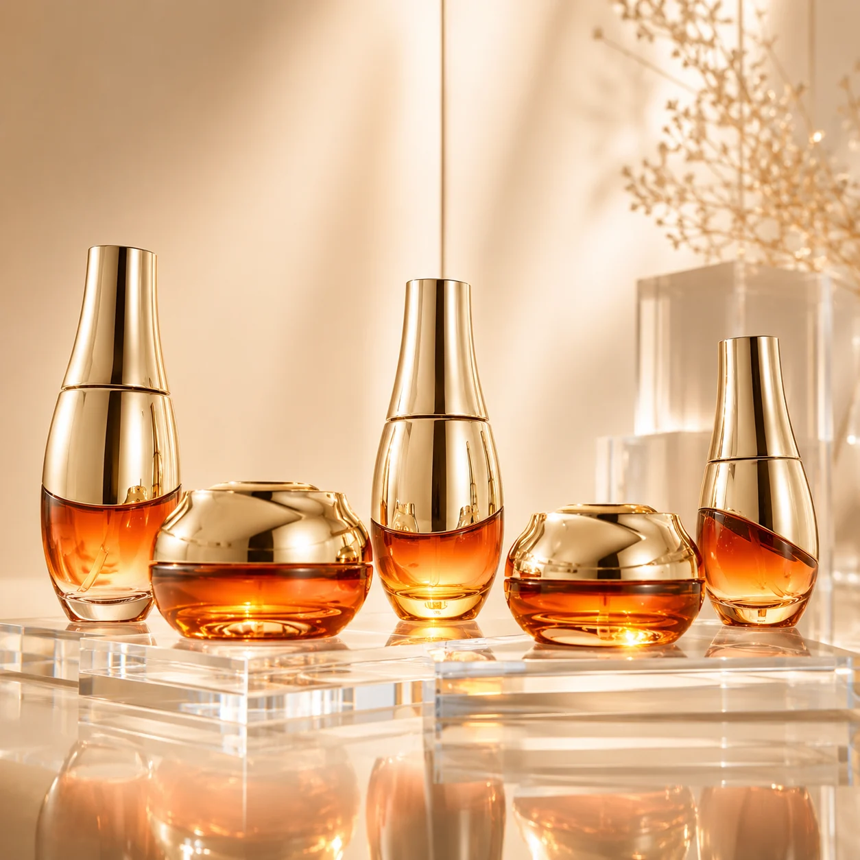 Amber luxury Glass Bottle Set