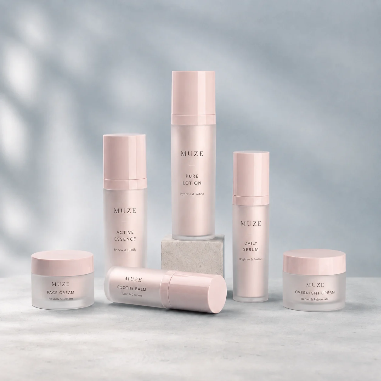 Pink cosmetic bottle sets