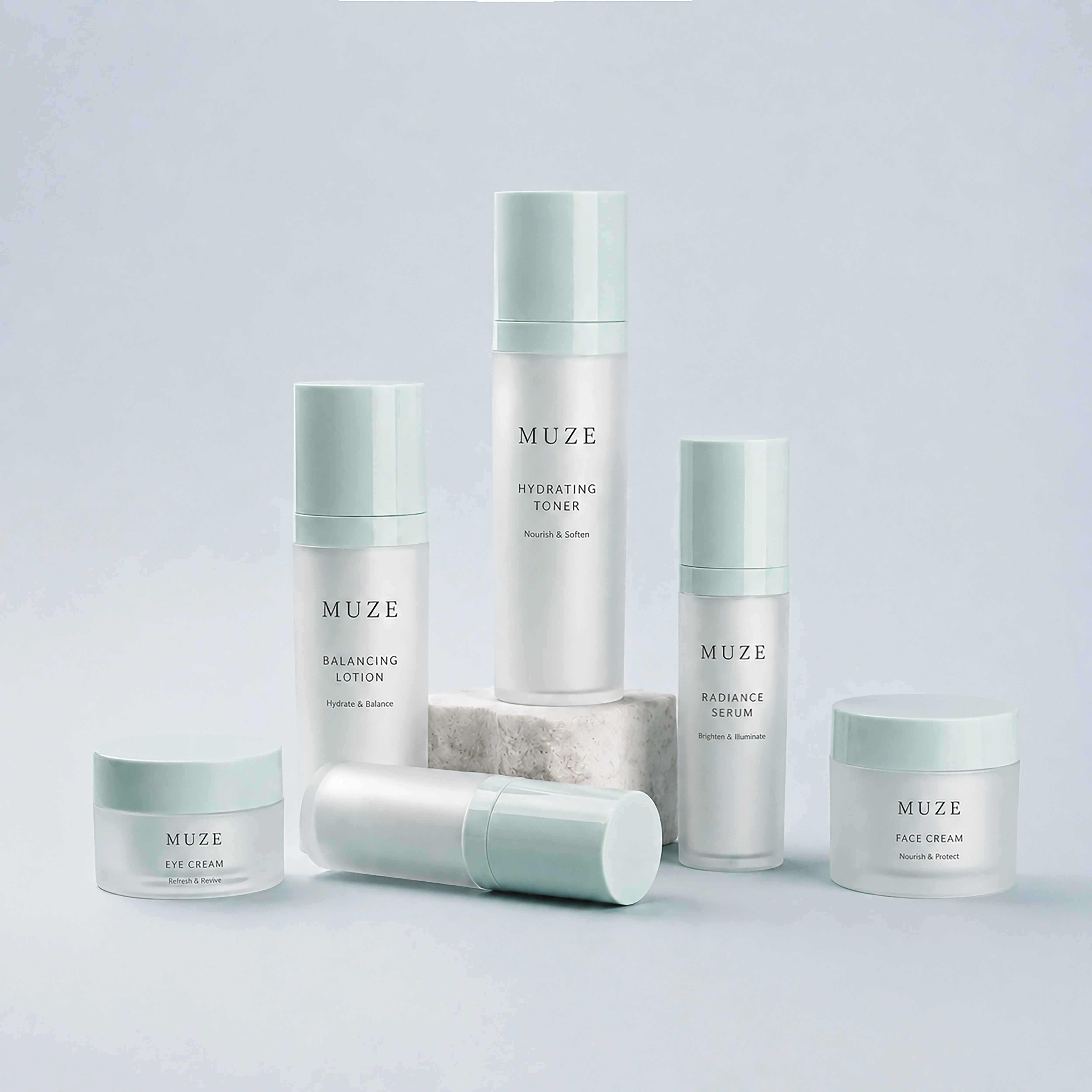 Green cosmetic bottle sets