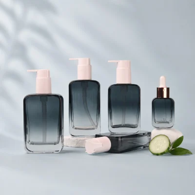 Black Glass Cosmetic Bottles