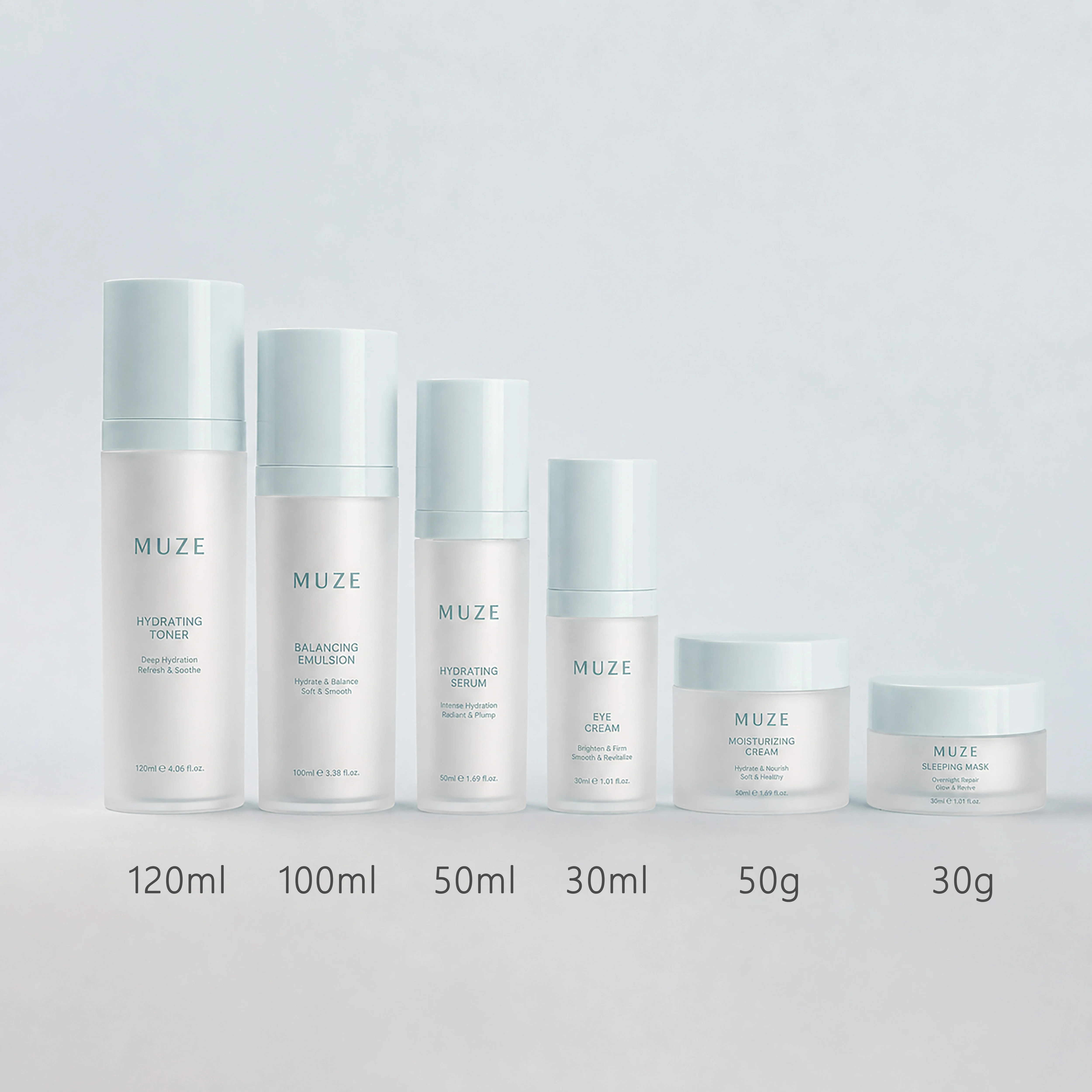 Blue cosmetic bottle sets