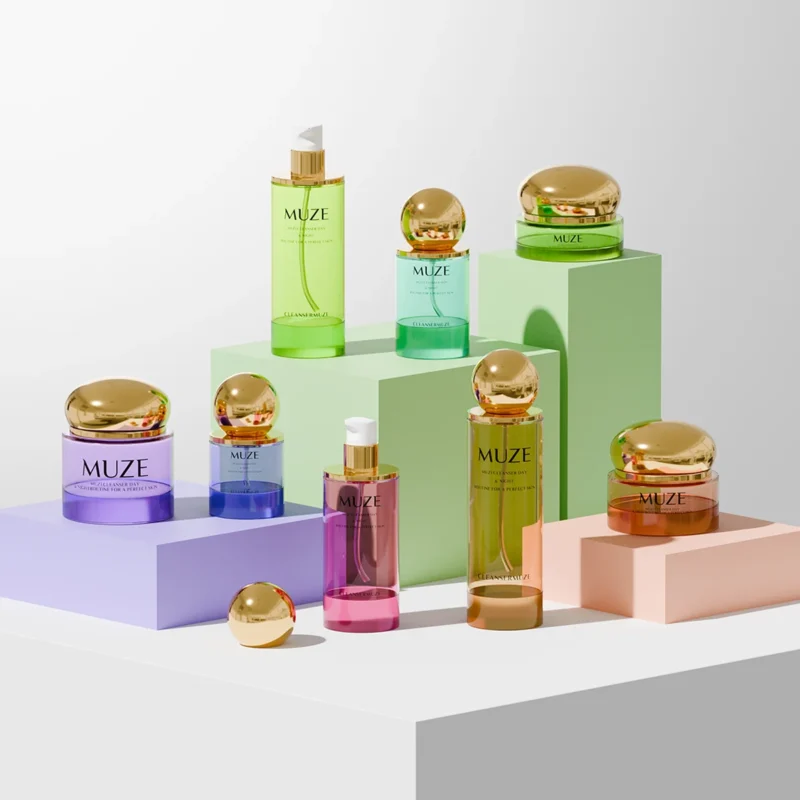 Custom Round Glass Cosmetic Bottle Set