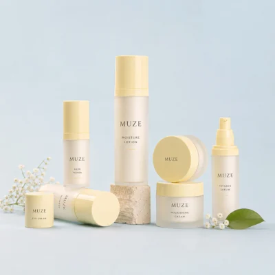 Yellow cosmetic bottle sets
