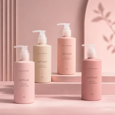 Pink Soft Touch Shampoo and Conditioner Bottle