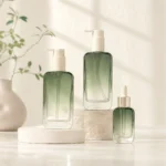 Green Square Glass Cosmetic Bottles