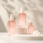 Pink Square Glass Cosmetic Bottles