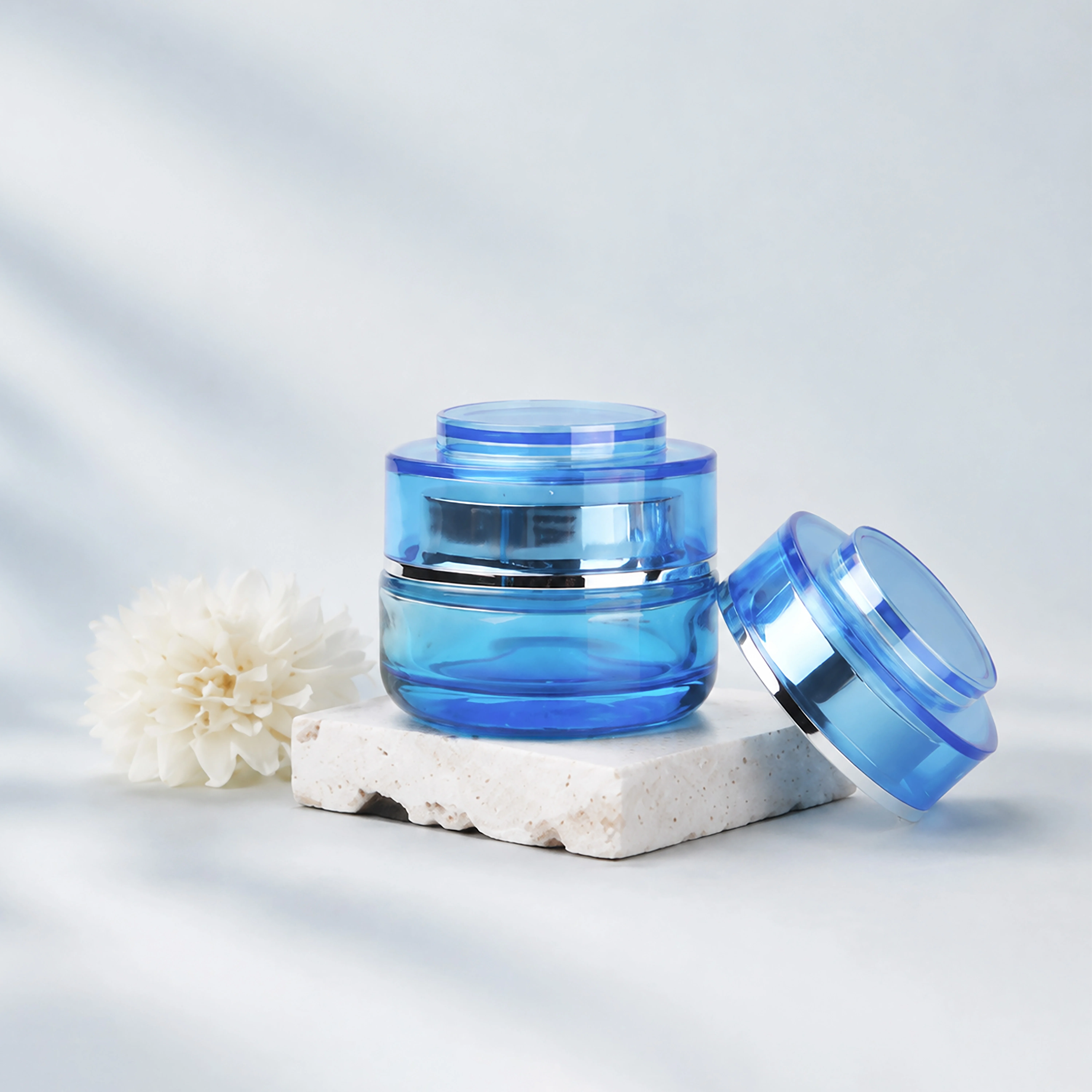 Blue 50g Glass Jars for Cosmetic