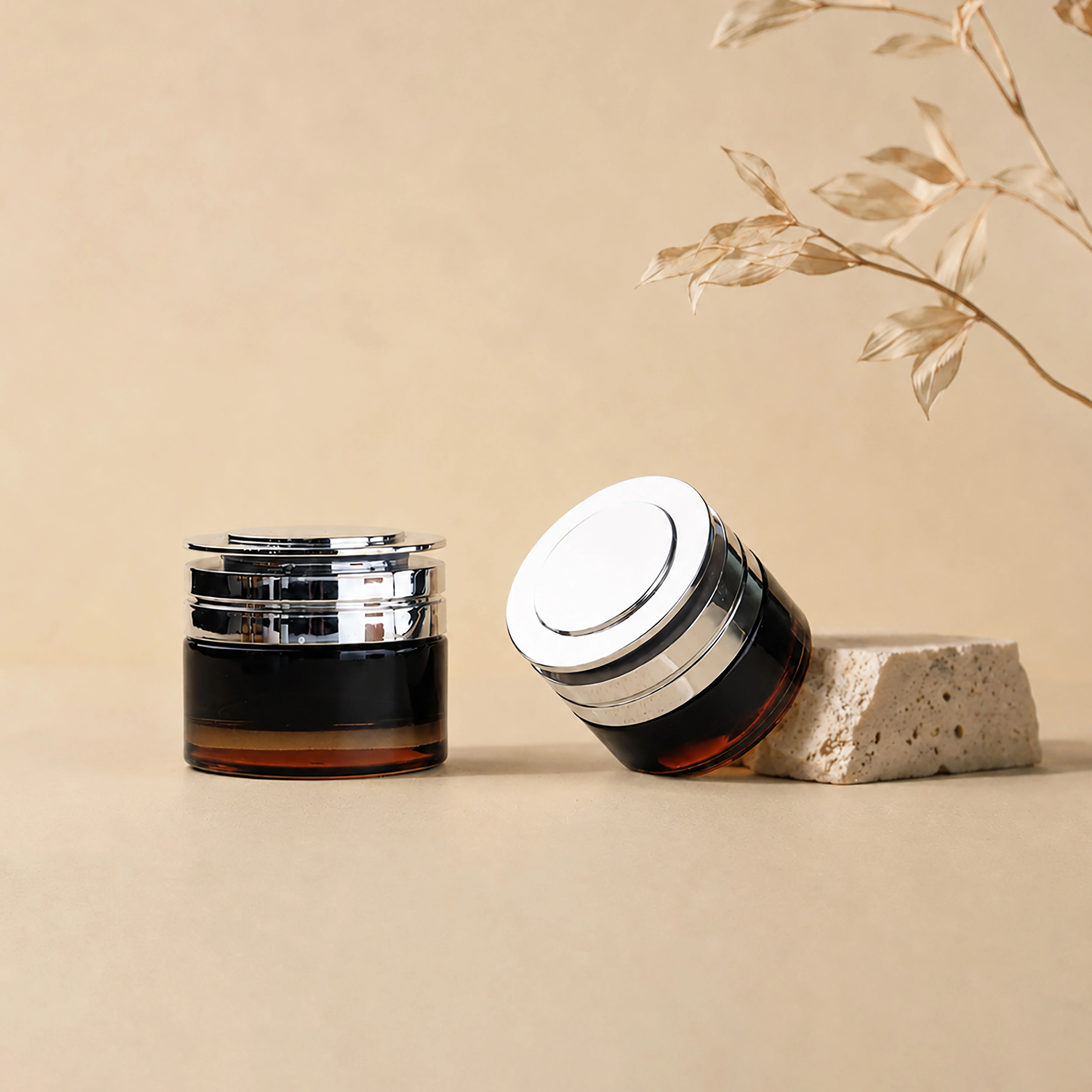 Amber Cosmetic Glass Jar