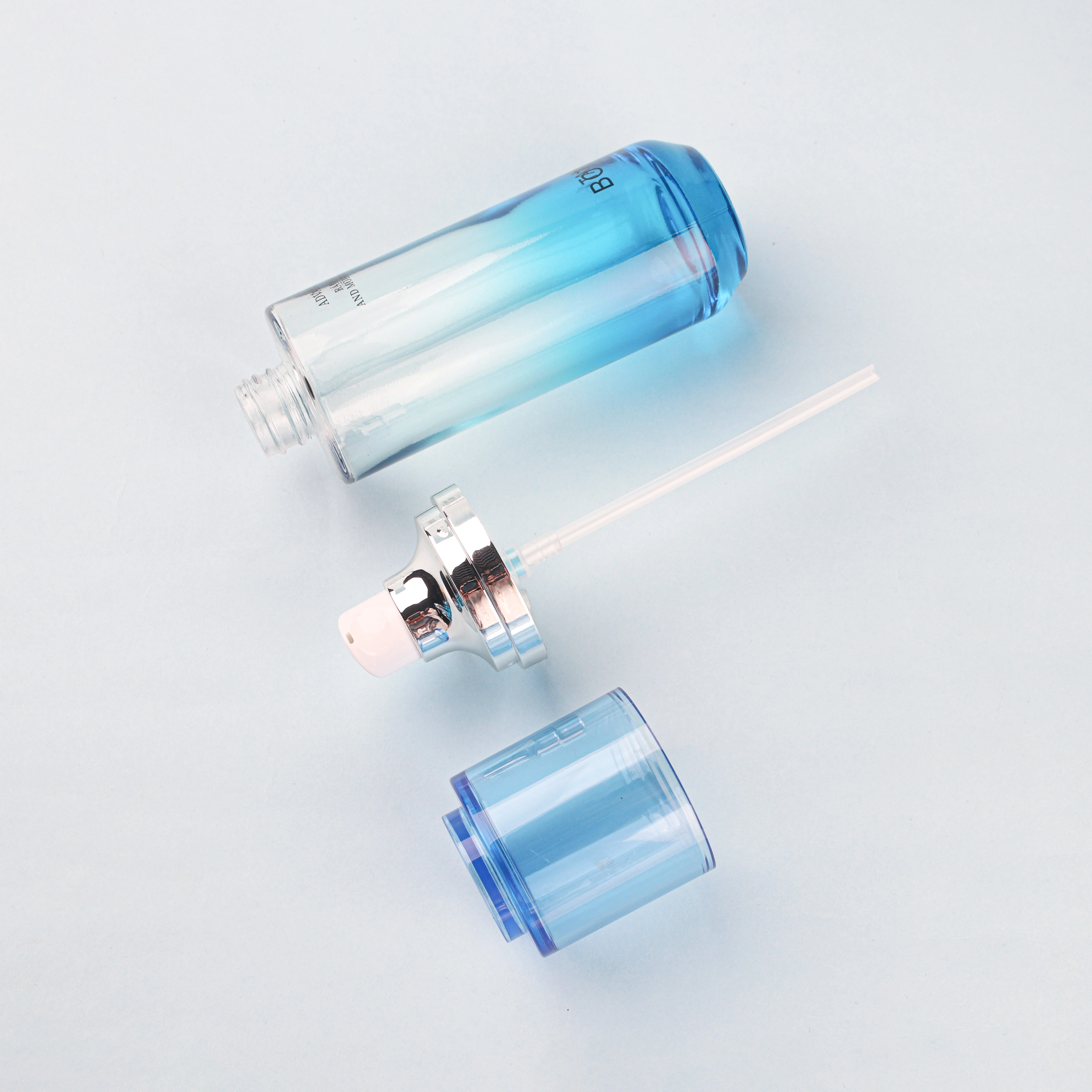 Cosmetic Glass Bottle with Pump