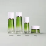 Green Glass Cosmetic Bottles Set