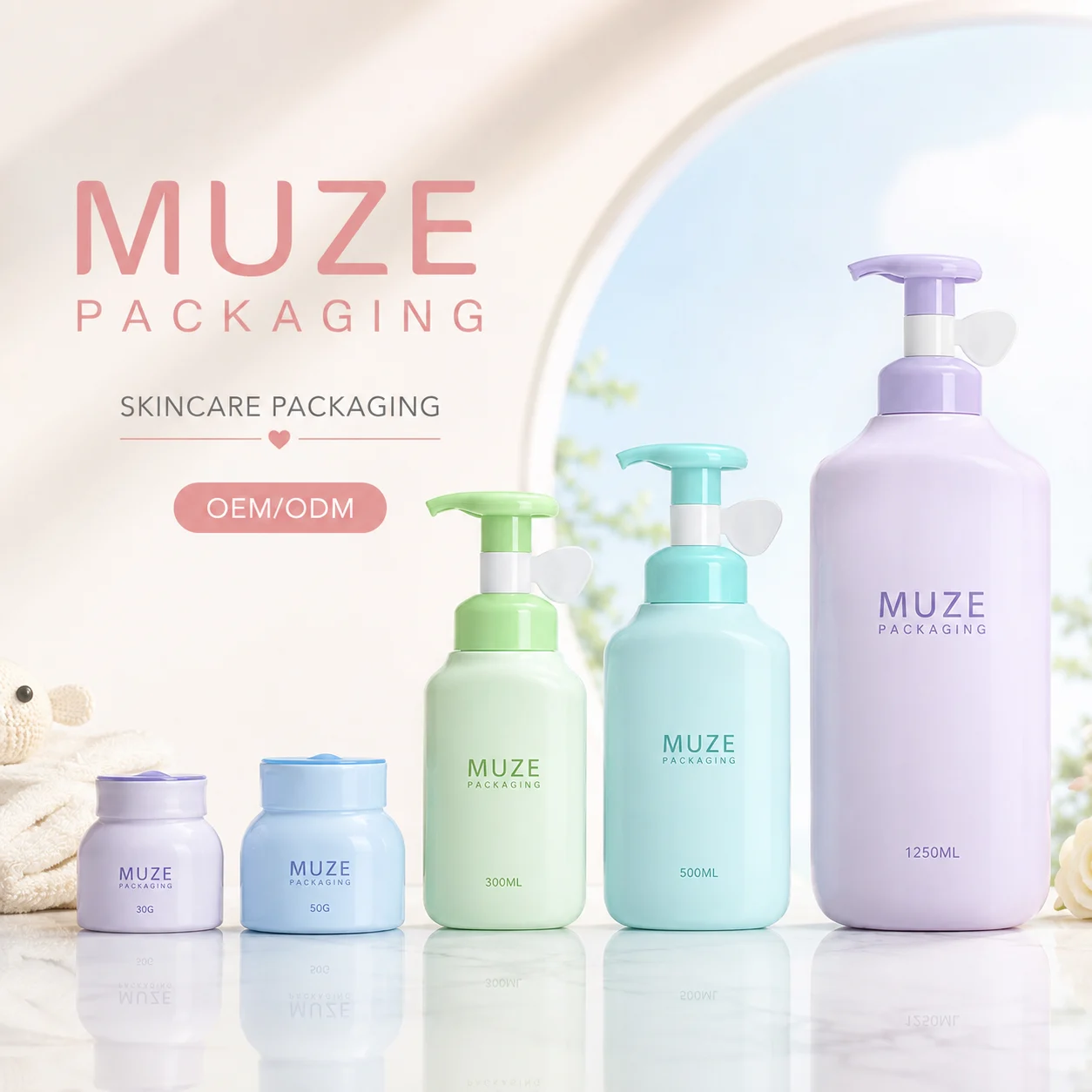 MUZE Skincare Packaging Bottles and Jars