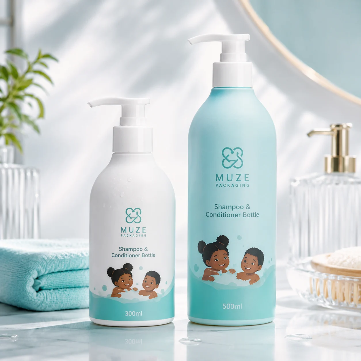 Custom Plastic Shampoo and Conditioner Bottle