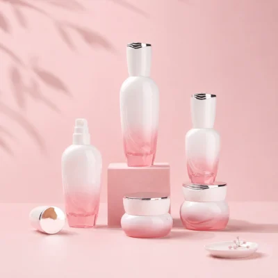 Pink Glass Cosmetic Bottle Set