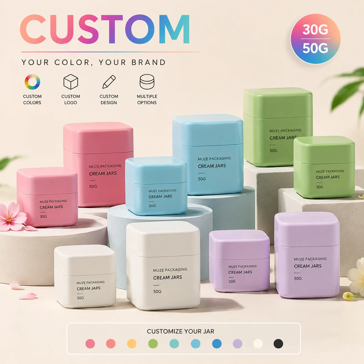 Custom Cosmetic Cream Jars