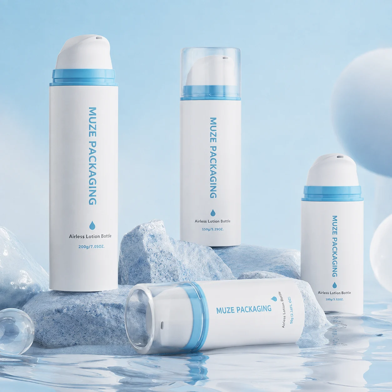 Blue Color Airless Pump Bottle