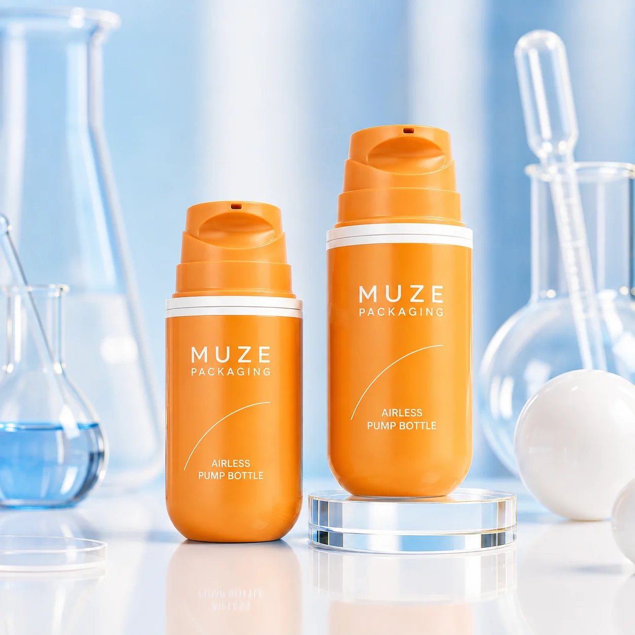 Orange Airless Pump Lotion Bottle
