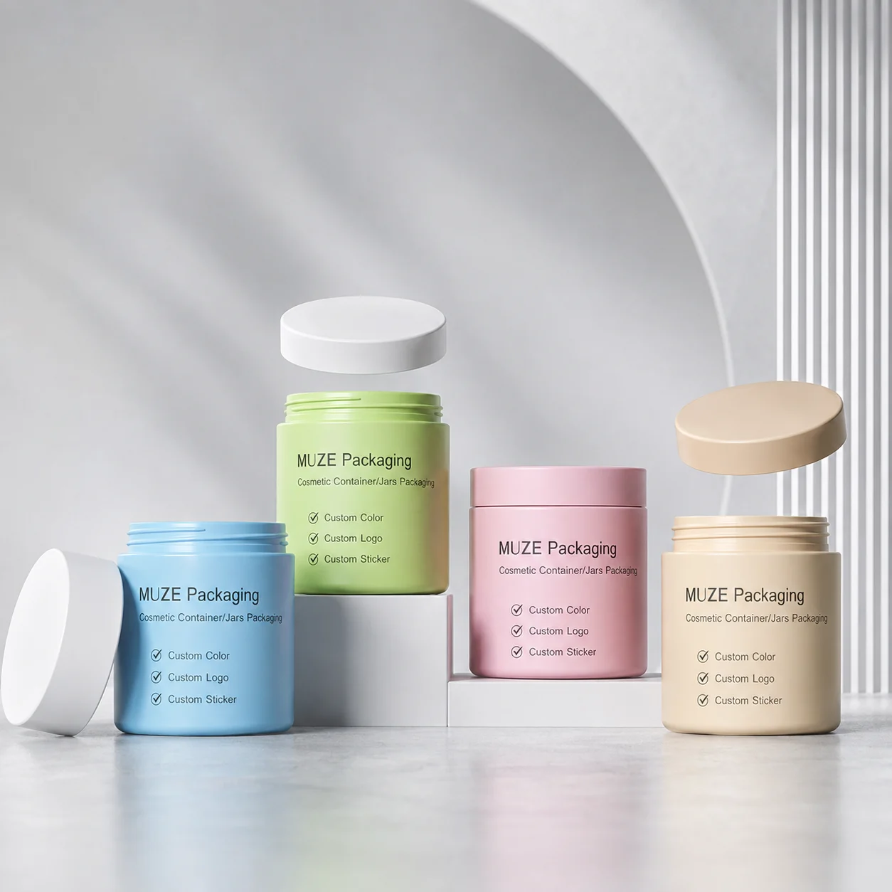 Color Plastic Cosmetic Jars