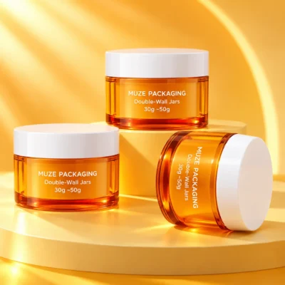 Orange Double-Wall Cosmetic Jars