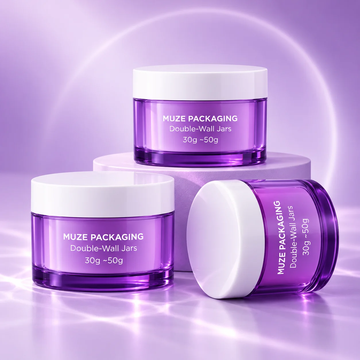 Purple Double-Wall Cosmetic Jars
