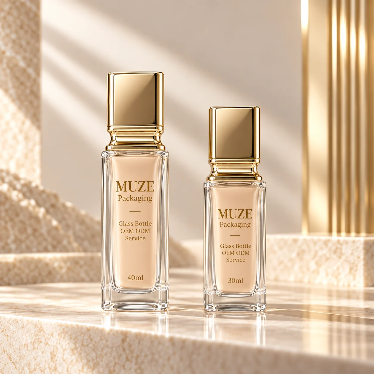Square Glass Cosmetic Bottle for Liquid Foundation