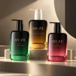 100ml square glass pump bottle for hair body and tanning oil by MUZE Packaging