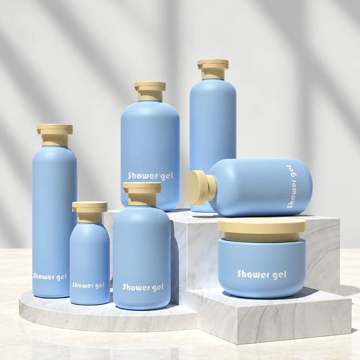 Blue HDPE Shampoo bottles